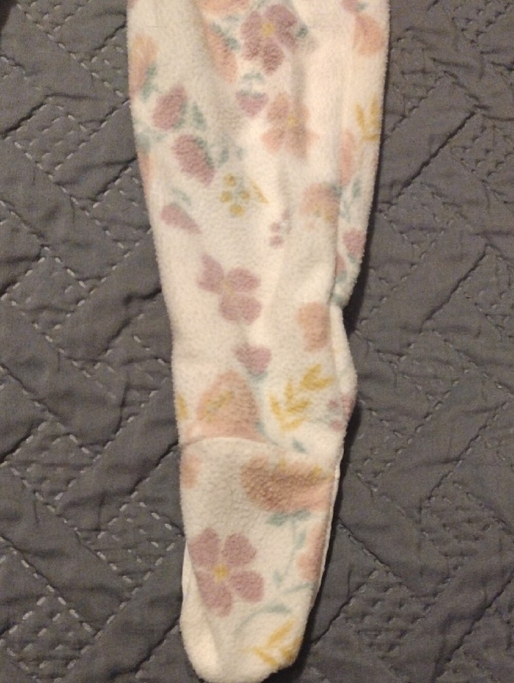 chick pea Cream Floral Footed One-Piece Pajamas - Picture 8 of 14